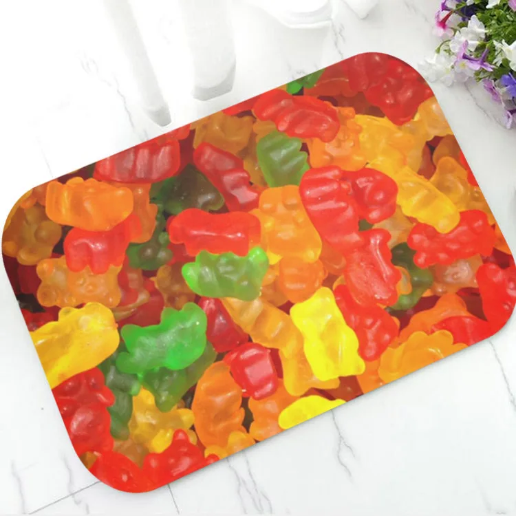 

Красочный Коврик для конфет Gummi в виде медведя из мастики для кухни, милые конфеты в виде мастики, тематический напольный коврик для входа, яркий