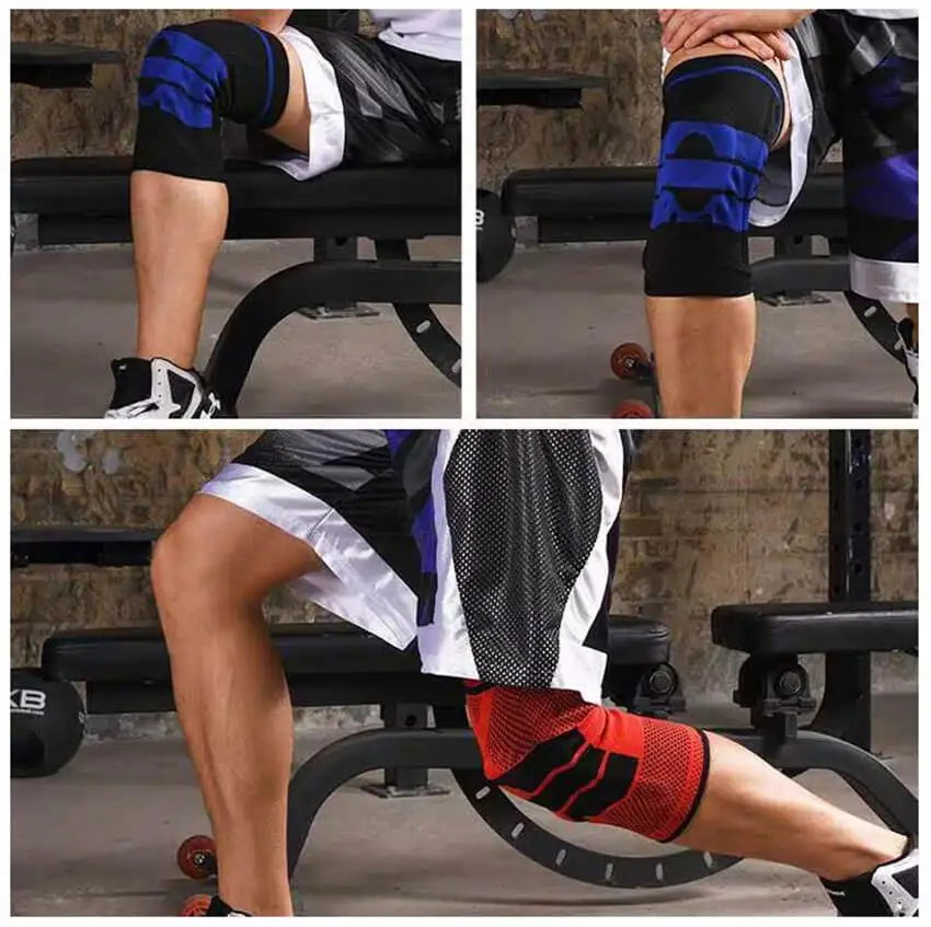 

1 Pair Thickened Silicone Sports Knee Pad Double Springs Support For Training Exercise Shin Guard Protector Motorcycle Anti-Slip