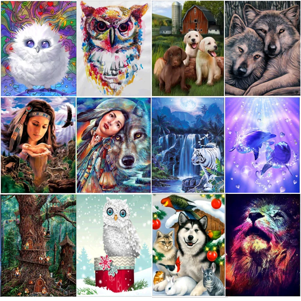 Полностью Алмазная 5D алмазная картина с изображением животных тигра совы