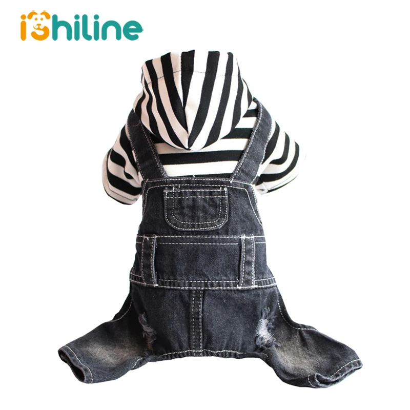 Джинсовые полосатые комбинезоны для домашних животных собак щенков кошек