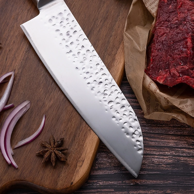 Koop 3 Stuks Keukenmes Set Sankotu Cleaver Mes Duitse 1.4116 Roestvrij Stalen Hamer Sporen Keukenmessen Sets Keuken Gereedschap