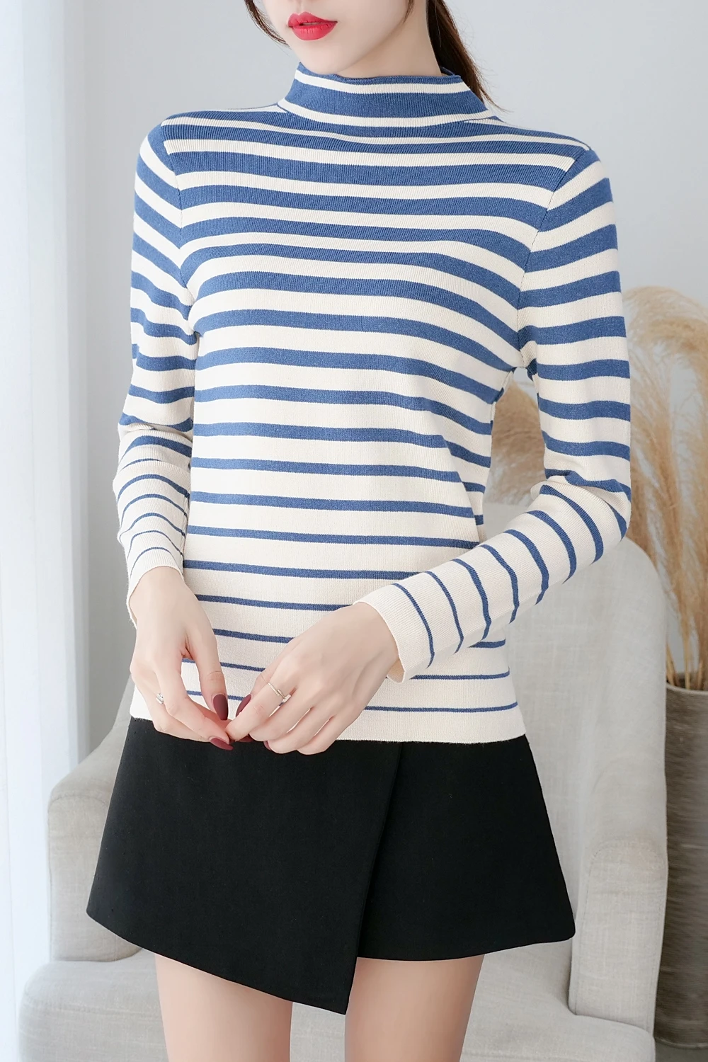 Высокое качество осень зима теплый женский свитер Толстая водолазка модный