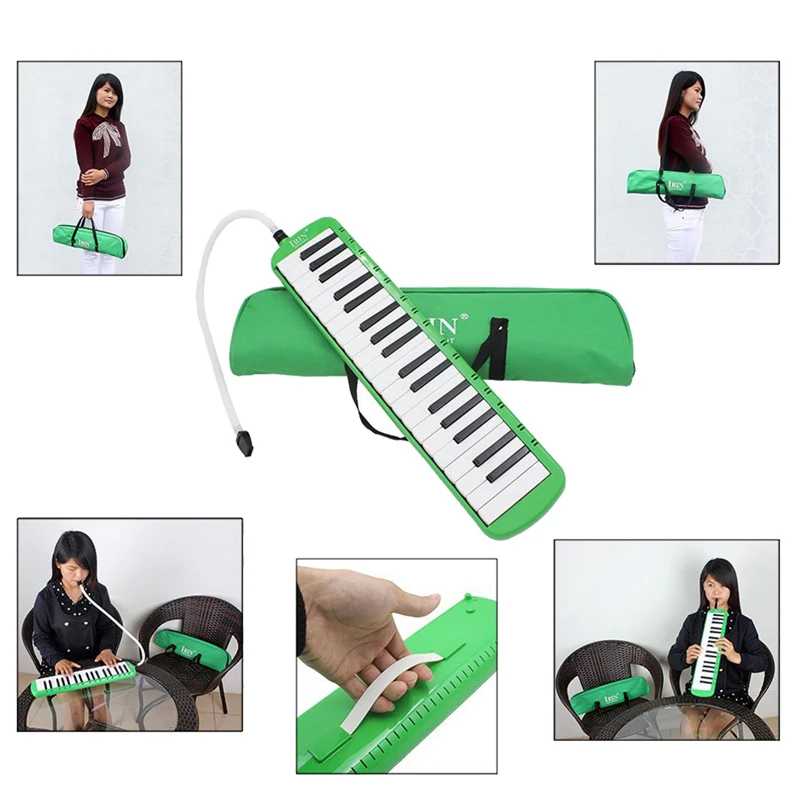

IRIN 37 Melodica Keys Melodic Musical Instrument with Carrying Bag for Students Beginners Kids Green