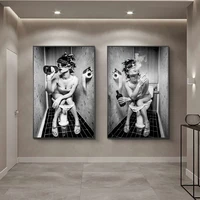 sexy beauty black and white woman canvas painting posters and prints scandinavian wall art picture for living room toilet decor