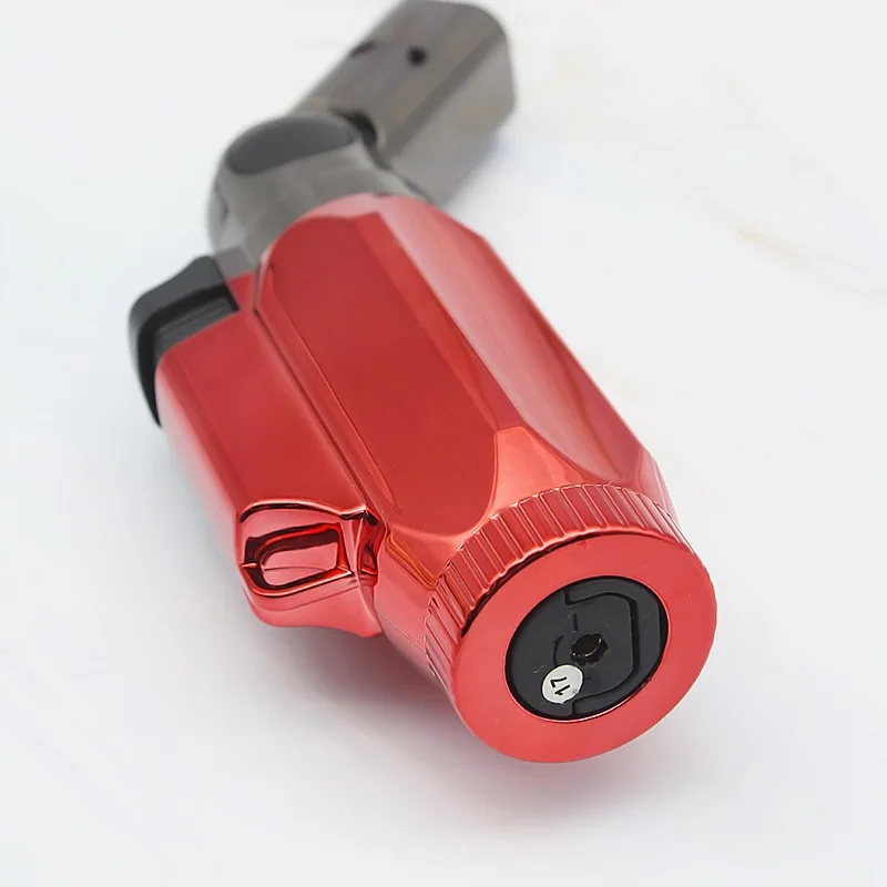 Красная зажигалка с пламенем ветрозащитная Зажигалка для сигар турбо струйные