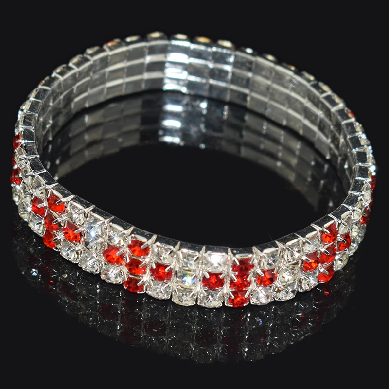 Модные Стрейчевые Браслеты Стразы с золотым и серебряным покрытием эластичные