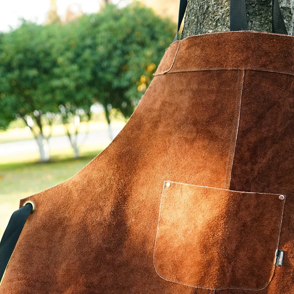 

Outdoor Camping BBQ Apron Thick Leather Unisex Home Kitchen Wear-Resistant Overalls