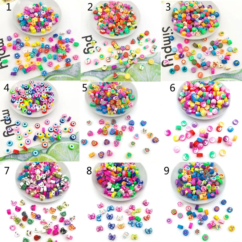 

100 мягкие керамические искусственные фрукты с мультяшным английским алфавитом перфорированные свободные бусины резанный браслет из бисер...