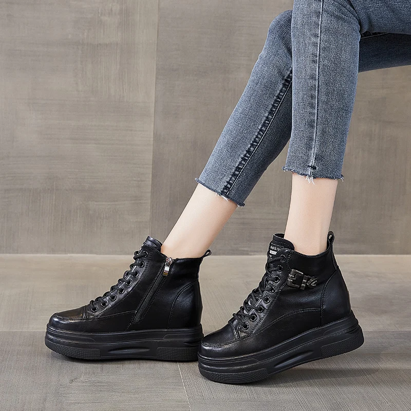 

Новое поступление, мягкие ботинки, женская обувь, женские ботинки, модные круглые ботильоны, осенние черные ботинки на молнии и толстой подо...