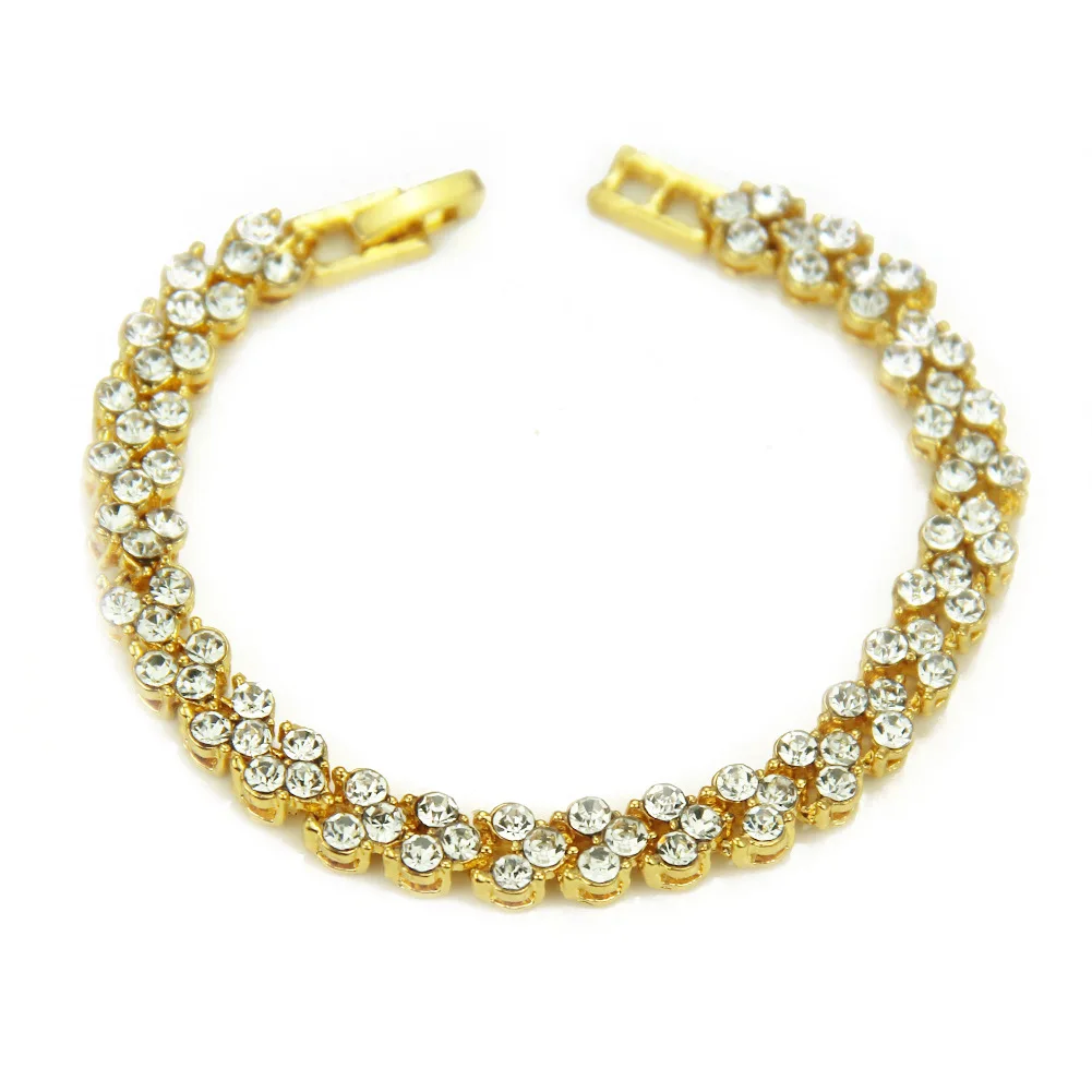 

European And American Hip Hop Fashion Simple Diamond Inlaid Women's Bracelet Trend Versatile Personalized Alloy Bracelet
