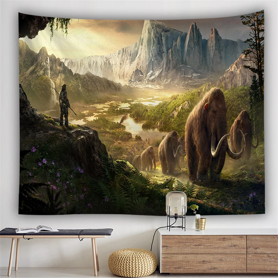 Настенный гобелен в виде динозавра настенный тканевый подвесной животного стиле