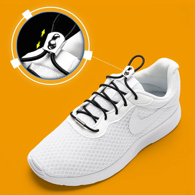 

Round Elastic Shoelaces Slide up and down Metal Buckle No Tie Shoelace Suitable for all kinds of shoes Sneakers Lazy Laces