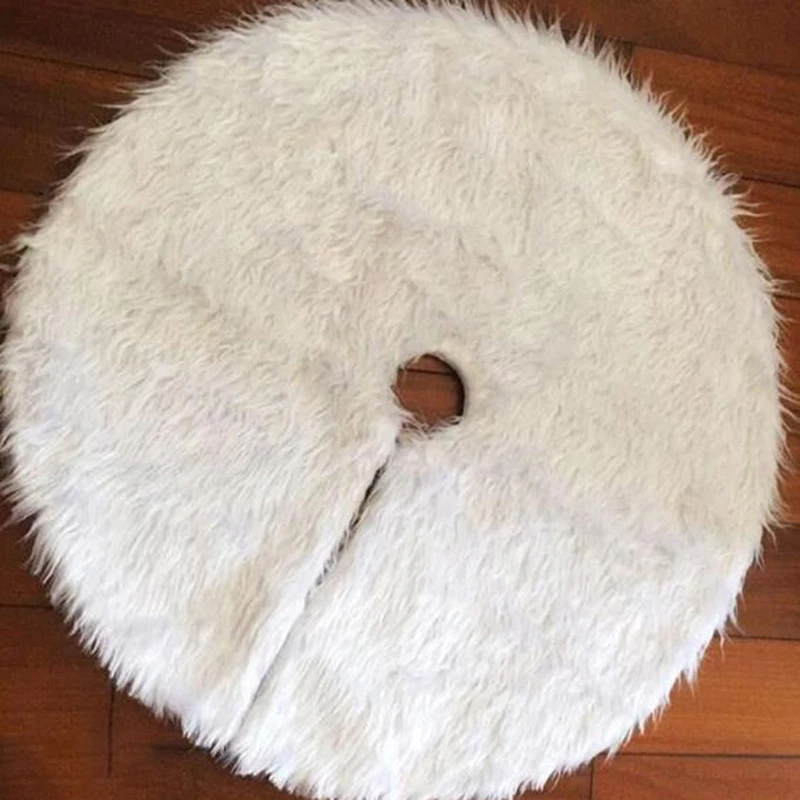 

White Christmas Tree Skirt Plush Faux Fur Xmas Tree Carpet Merry Christmas Tree Decorations Ornament New Year Navidad Home Decor