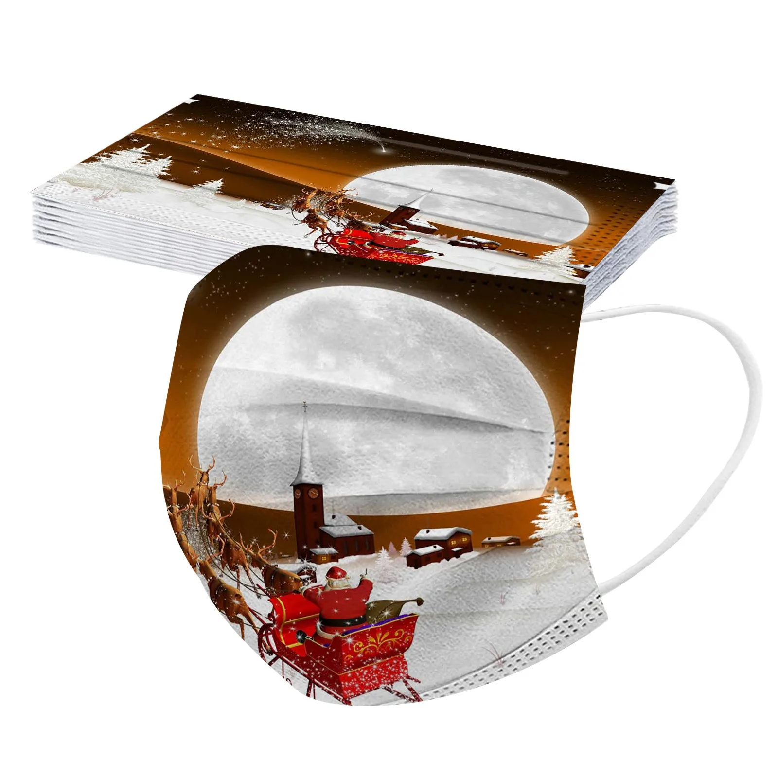 10 шт. одноразовые маски для лица с Санта-Клаусом и оленем | Тематическая одежда