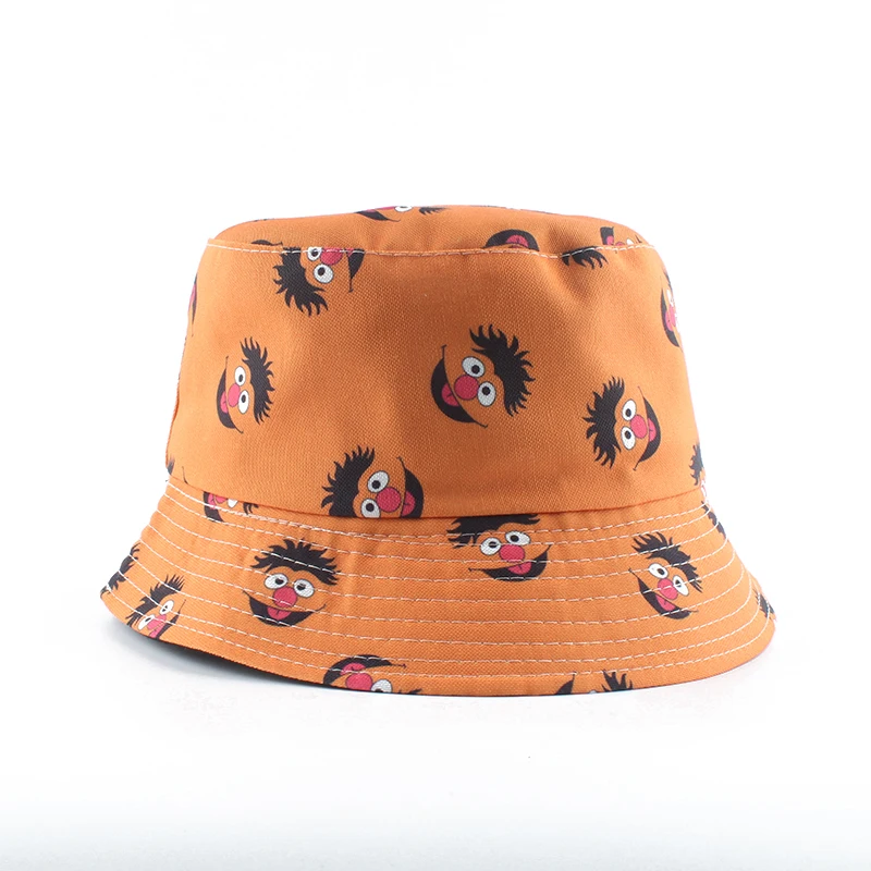

Summer Fisherman Hat Reversible Cartoon Bucket Hats For Women Men Street Hip Hop Bucket Cap Vintage Printed Fishing Hat