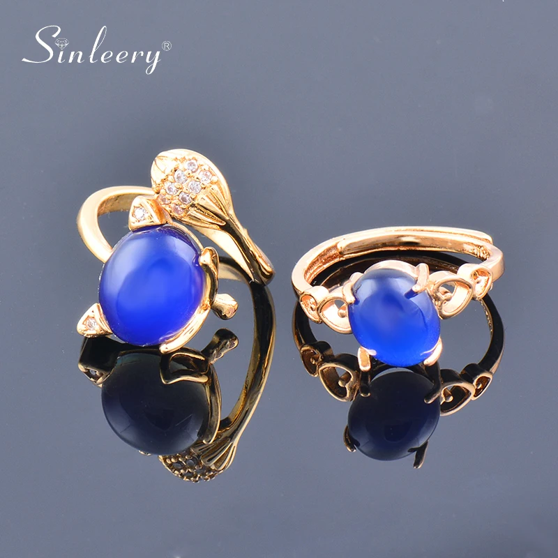 

SINLEERY Blue Cubic Zirconia Vintage Ring Gold Color Finger Ring for Women Couple rings Fashion Jewelry 2021 New JZ129 SSP