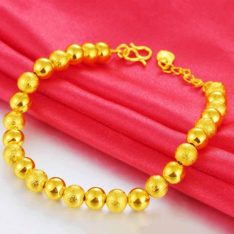 

Браслет-цепочка с бусинами, желтое золото