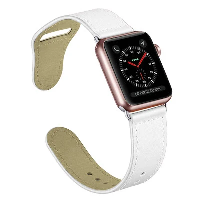 white Кожаный ремешок для apple watch pulseira apple watch 5 4 3 band 44 мм/40 мм iwatch band 42 мм/38 мм correa браслет ремешок для часов - Цвет ремешка: white