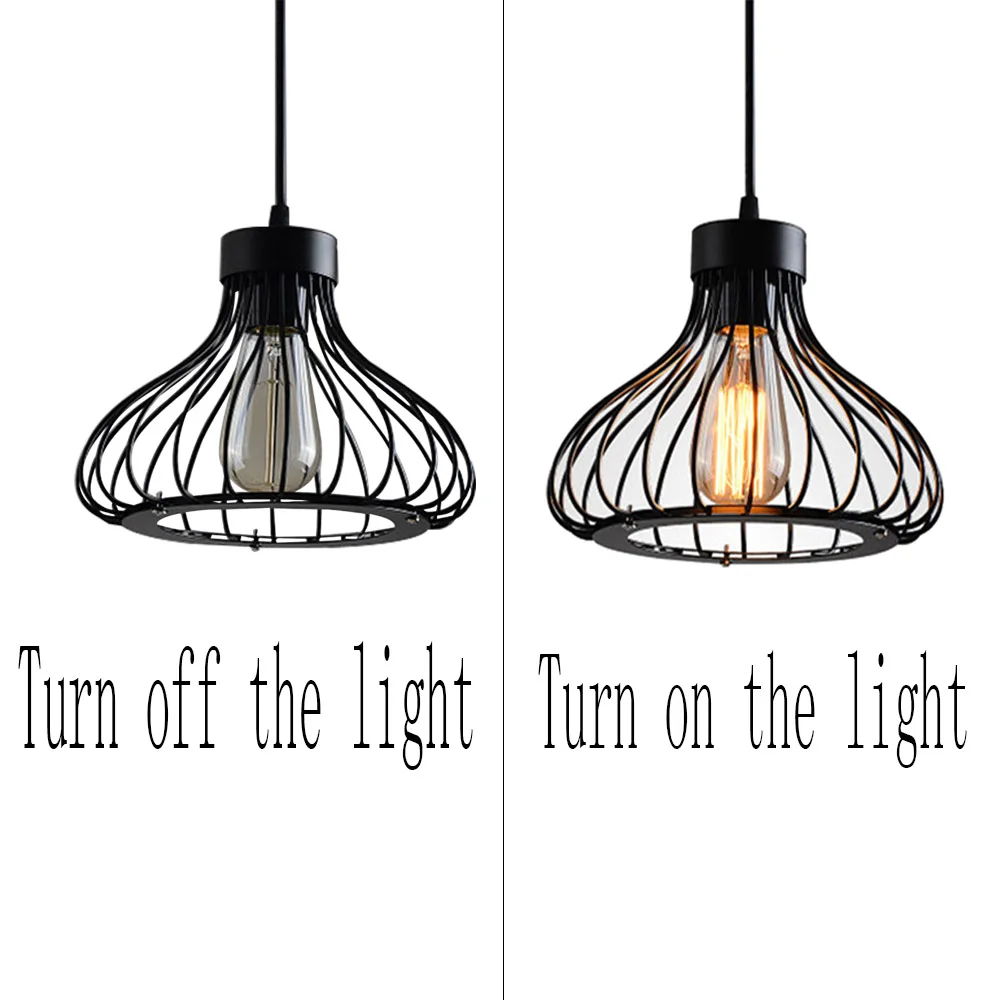 

Retro metal pendant black industrial cage retro chandelier metal retro antique chandelier Edison Cage ceiling lamp (no bulb)