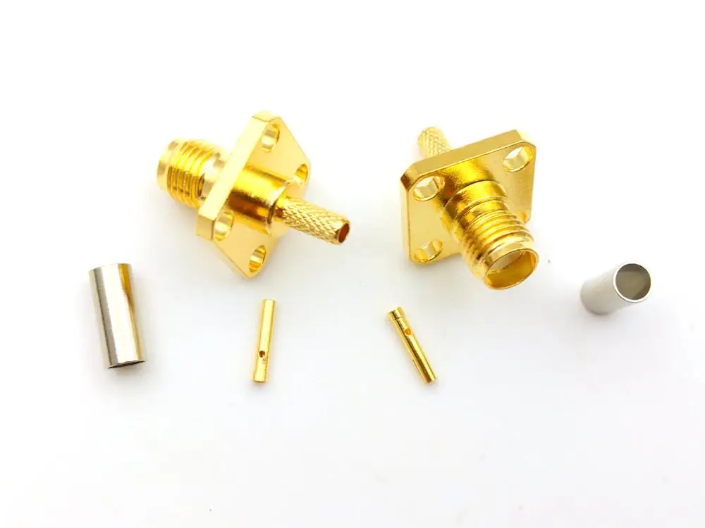 100 шт. RF коаксиальный разъем SMA для монтажа на панели 4 отверстия кабеля RG316 RG174 |
