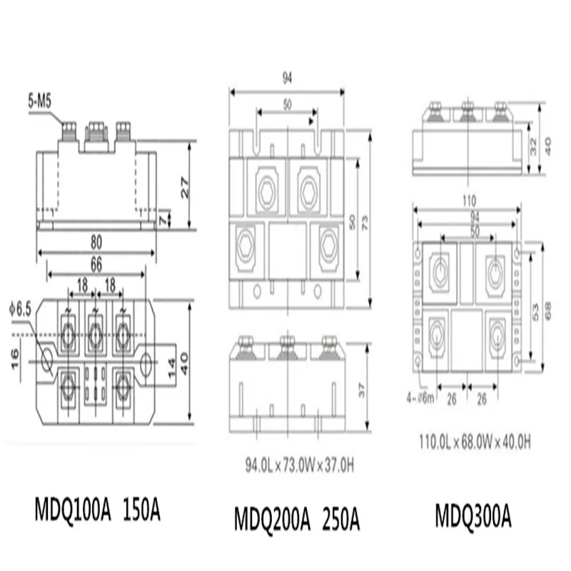 MDQ 200A 100A/150A/200A/300A/500A AC1600V кремния Управление полупроводниковые диодный мост