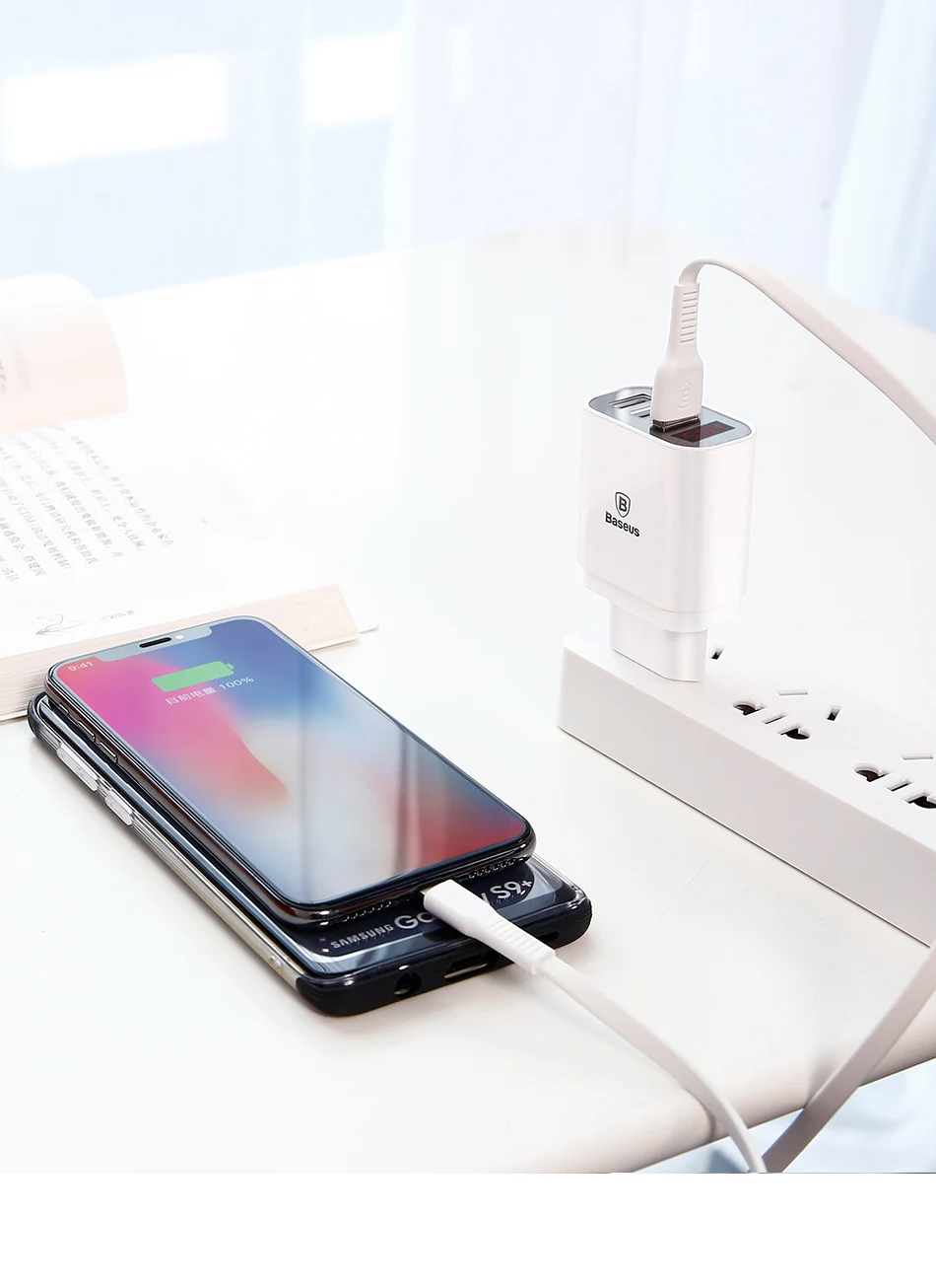 Baseus Мульти USB зарядное устройство для iPhone samsung Xiaomi Mi Быстрая зарядка Turbo несколько настенных зарядных устройств EU US Plug зарядное устройство для мобильного телефона