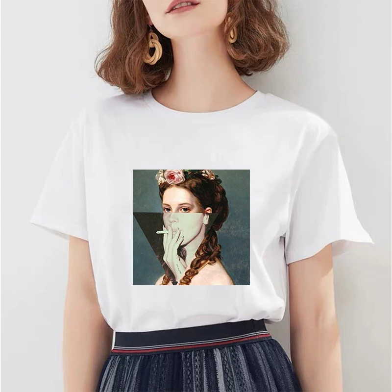 

2020 Fashion Print T-shirt Spoof Clothes White Tshirt Women Short Sleeve Harajuku New Summer Top Casual Funny Ladies Tee Shirt