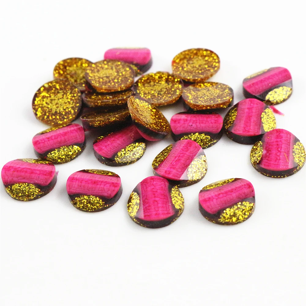 Новая мода 40 шт 12 мм вышитый узор блестящие разноцветные плоские задние кабошоны