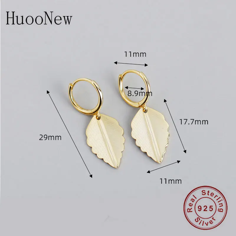 

925 Silver Rock Punk Simple Gold Color Leaf Faceted Hoop Earring For Women Pendientes Brinco Boucle D'oreille Oorbellen 2020