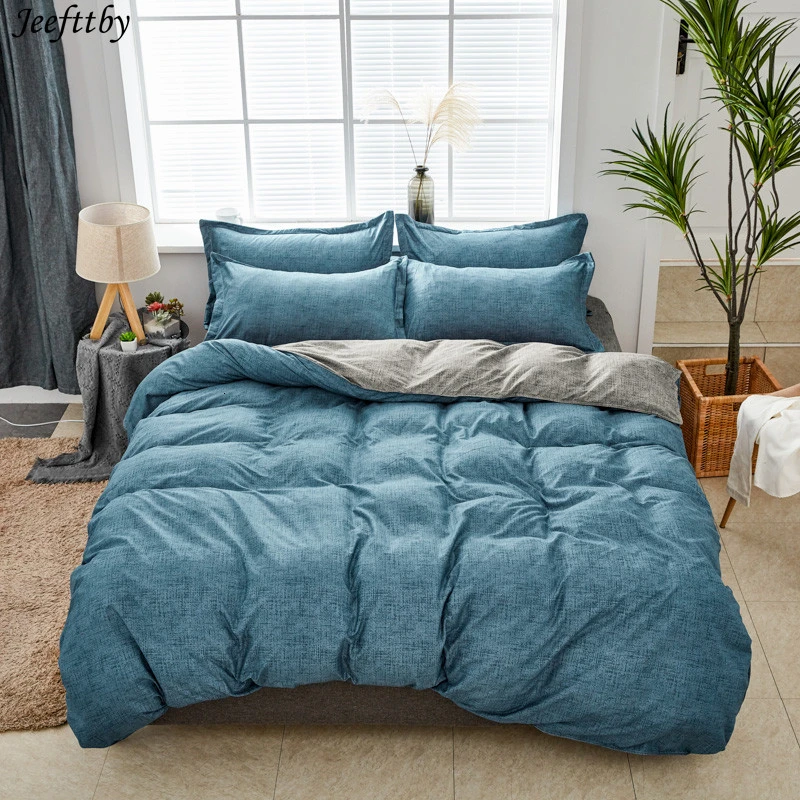 

Home Textile Gray-blue Family 3-4pcs Child Adult Bedding Set Luxury Comfortable Bedclothes Duvet Cover Bed Sheet Pillowcase