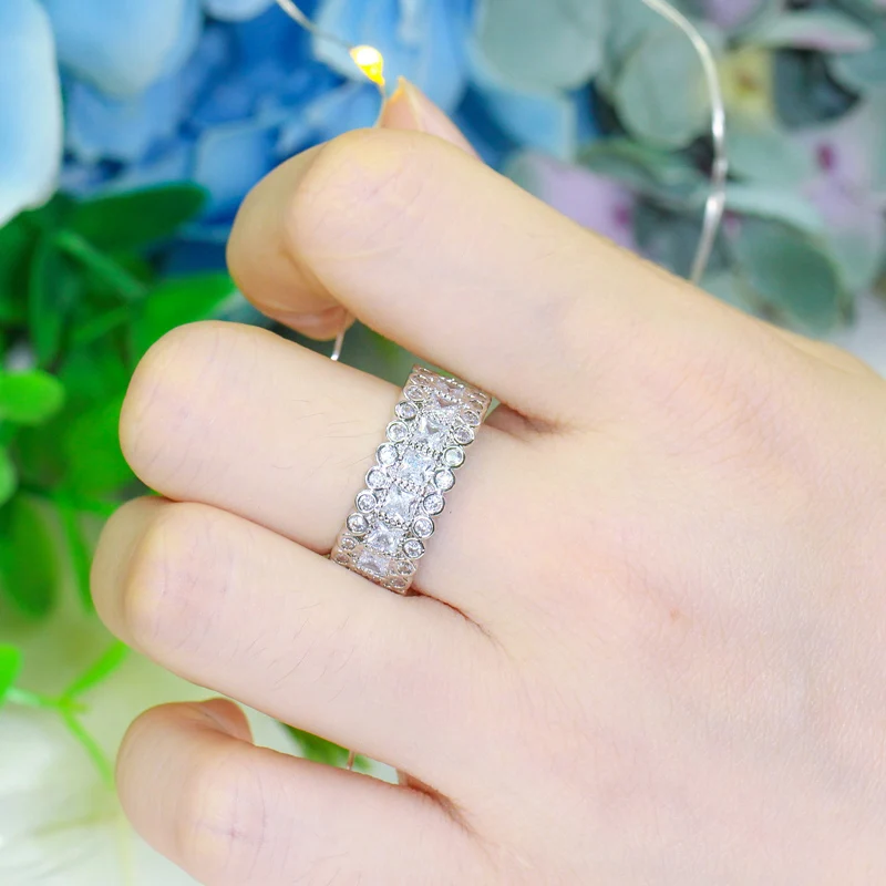 Cwwzircon блестящие белые квадратные круглые фианиты паве Роскошные брендовые