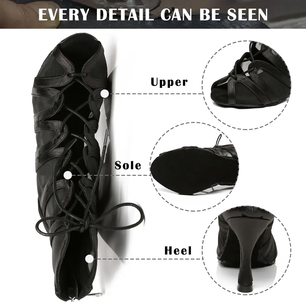 SWDZM Women Dance High Heels Boots Ballroom Sexy stilettos Tango Boots Fish Mouth Thin Mesh Shoes For Women's Dancing shoes