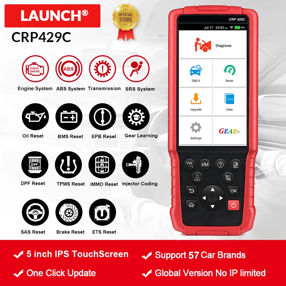 LAUNCH X431 CRP429C OBD2 считыватель кодов для двигателя/ABS/подушки безопасности/AT+ 11 сервис CRP 429C Авто диагностический инструмент Многоязычный pk CRP129