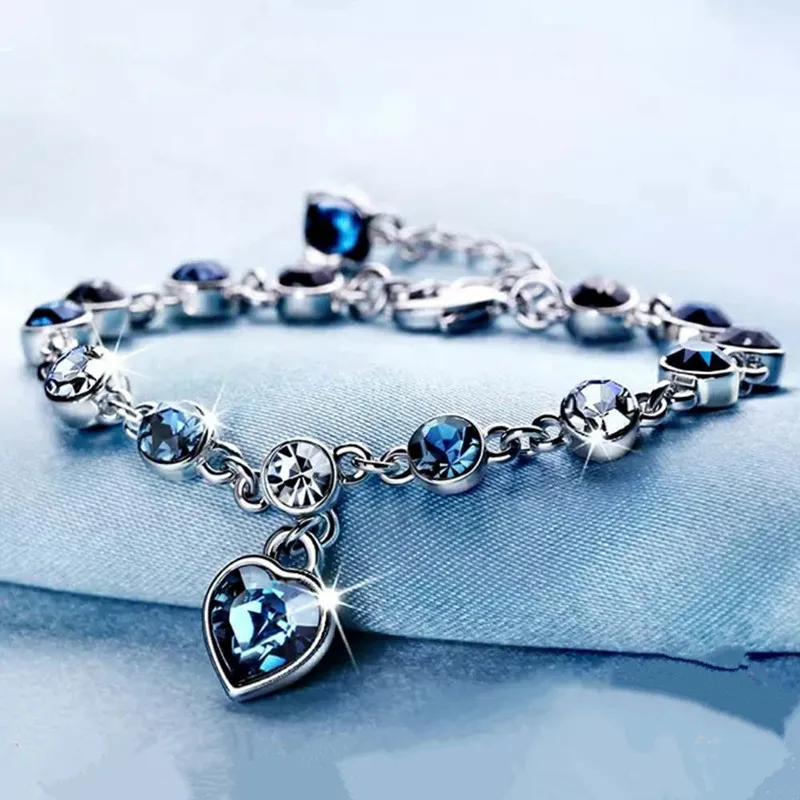

925 Sterling Silver Natural Sapphire 16+3 Cm Bracelet Women Silver 925 Jewelry Pulseira Feminina Kehribar Bizuteria Bracelets