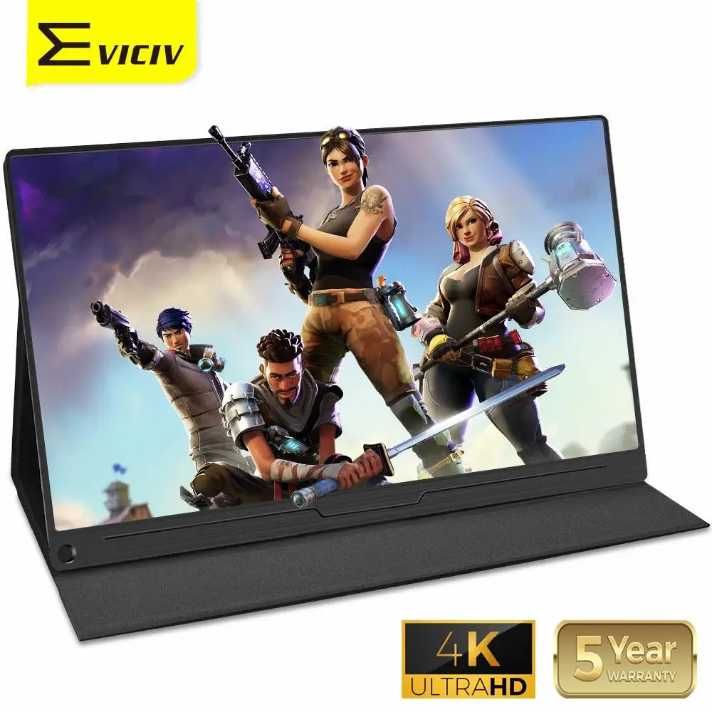 저렴한 EVICIV-15.6 4K 휴대용 컴퓨터 모니터, 게임 Fornite IPS 스크린 외부 노트북 HDR 듀얼 디스플레이 3840x2160 PS4 Xbox HDMI