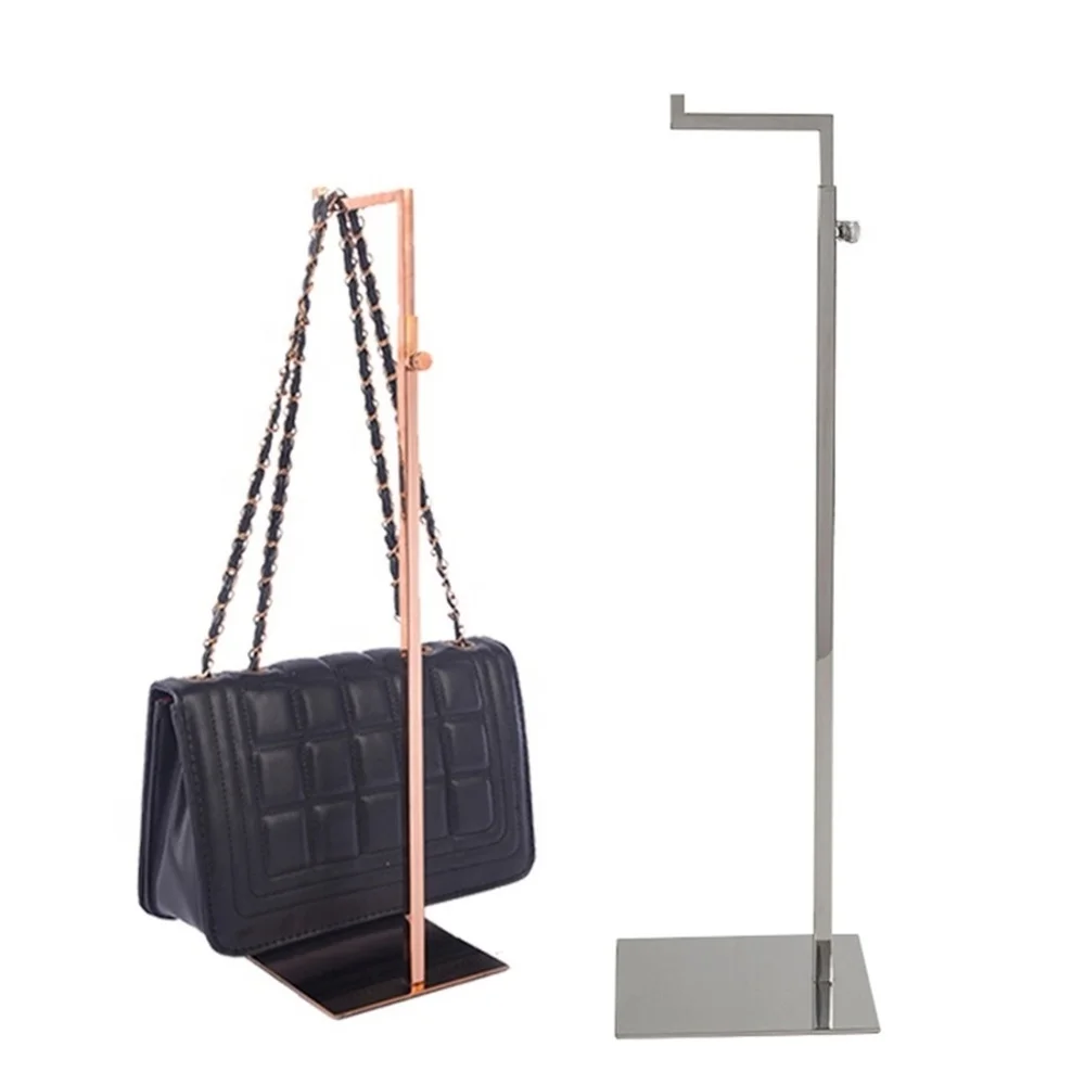

Factory Wholesale Stainless Steel Gold Adjustable Desktop Hanging Bag Handbag Display Rack