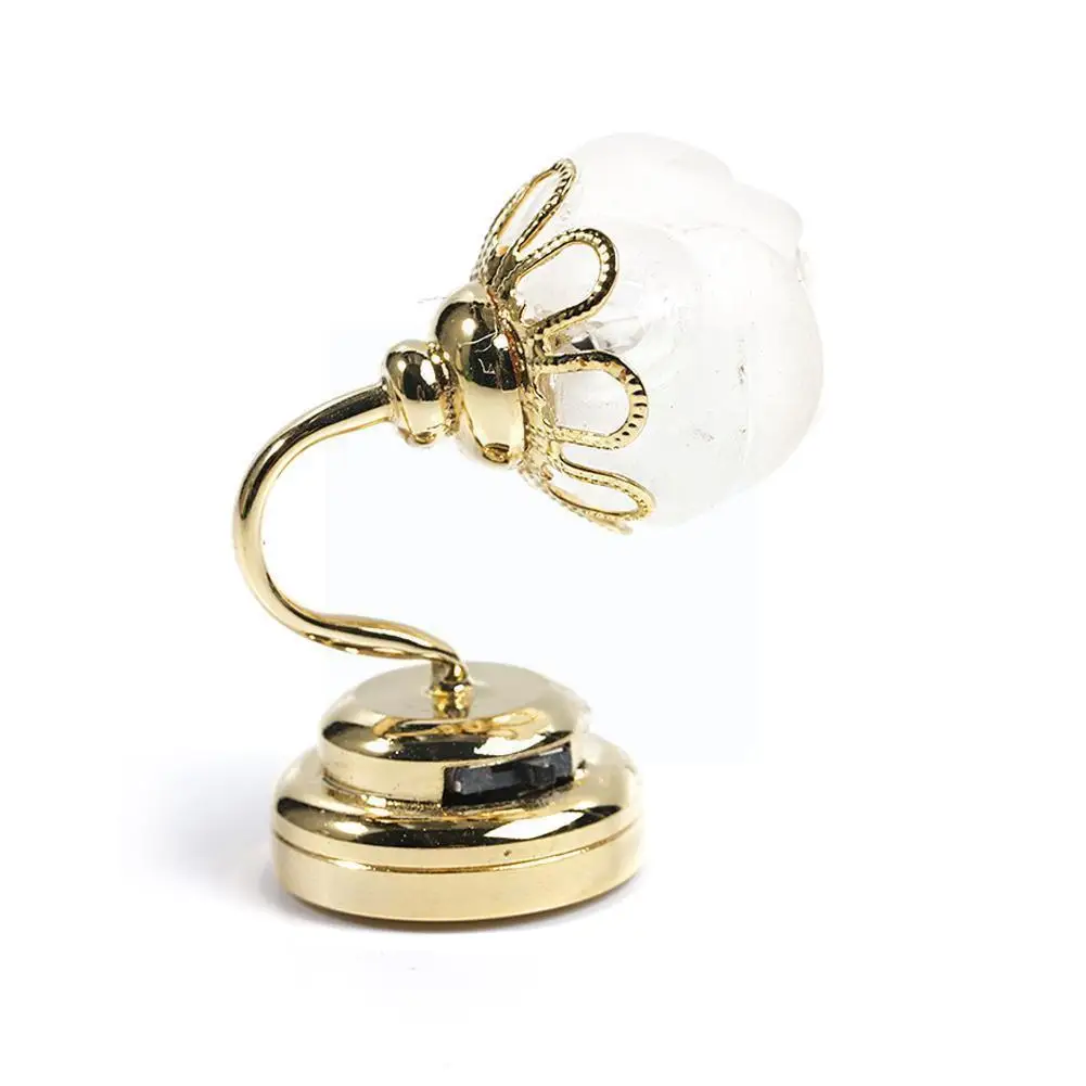 

1:12 House Metal Frosted Rose Wall Lamp Simulation Diy Plated Mini Wall Led Model Gold Floral Miniature Lamp Toys Type F2g2