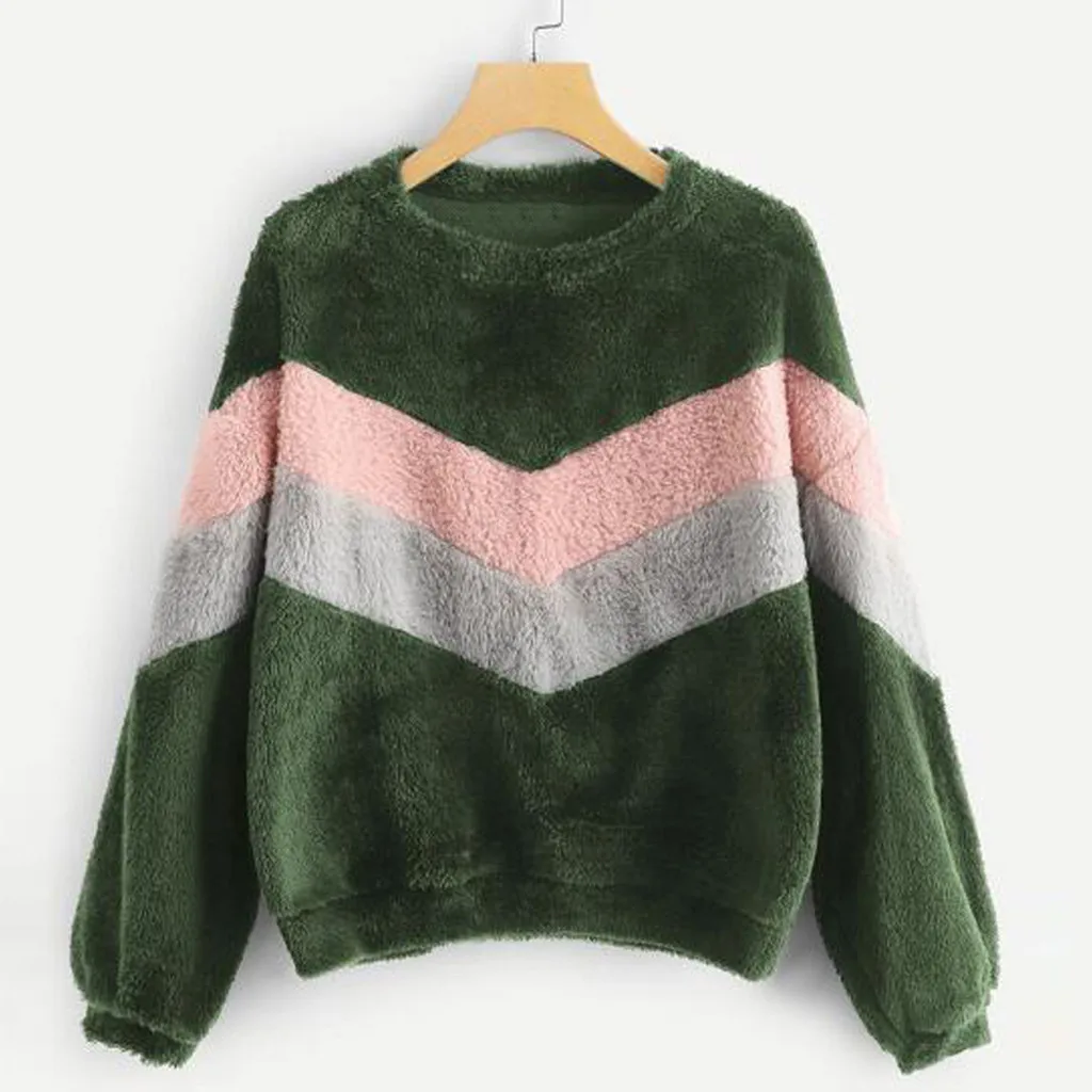 Осенний флисовый укороченный свитер с круглым вырезом для женщин повседневный