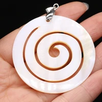 1pcs natural shell round mother of pearl shell pendants charms for earring necklace accessories women jewelry gift size 50x50mm
