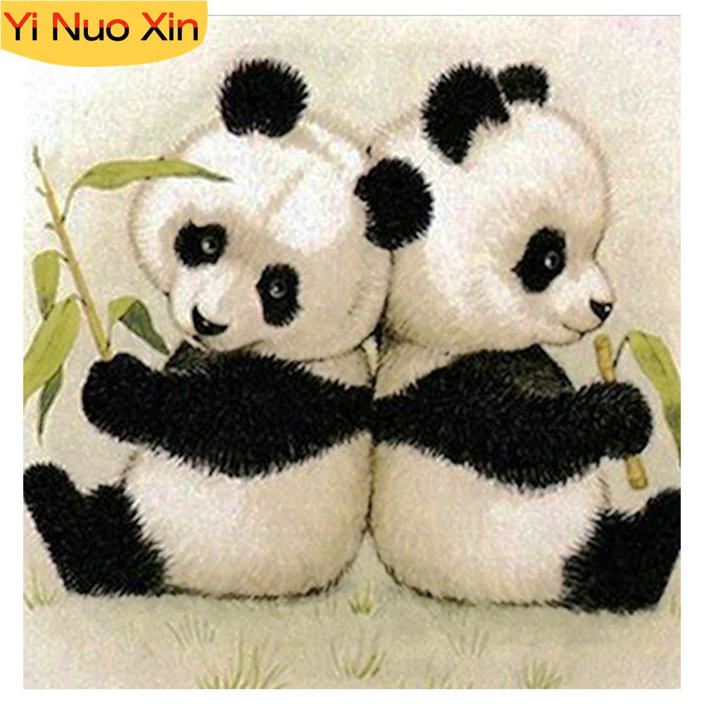 

YNX5D Diy Cross Stitch Mosaic Embroidery Art Magic Wall Stickers Full Diamond Painting Cartoon Animal Panda Home Decor New Year