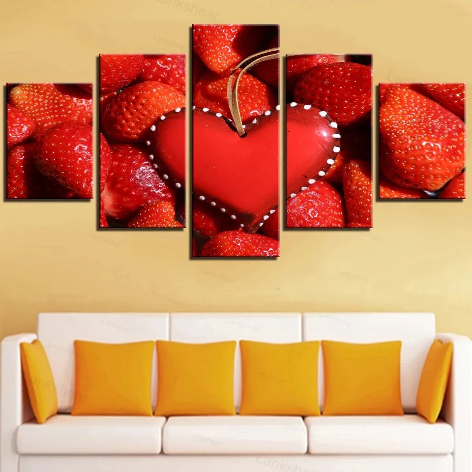 5 панелей домашний декор летний холст художественные принты фрукты плакаты