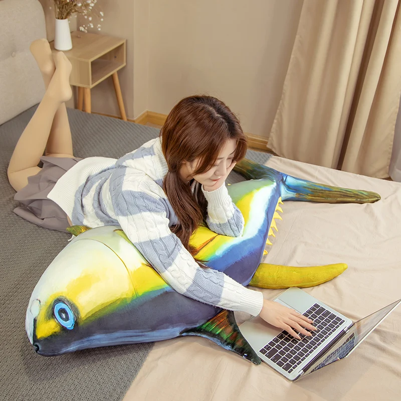 

125cm Giant Simulation Tuna Fish Plush Toy Stuffed Soft Animal Fish Plush Pillow Cute Sofa Pillow Cushion Kids Gift Home Decor