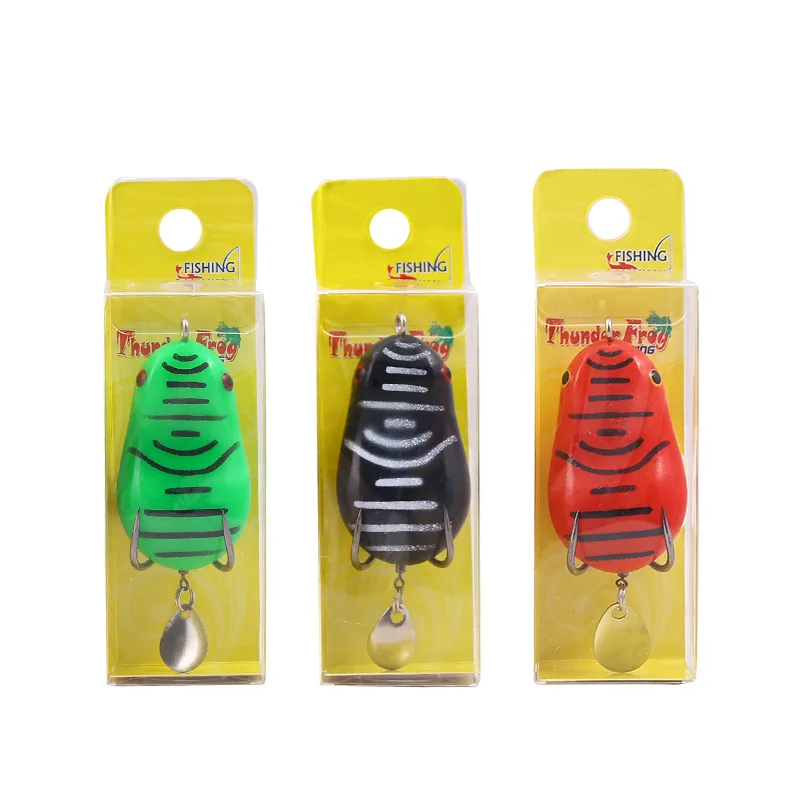 

6cm 12g TopWater Silicone Frog Fishing Lure Soft Bait Pike Wobblers Artificial Bait Fishing Tackle Ray Frog With feather 6Colors