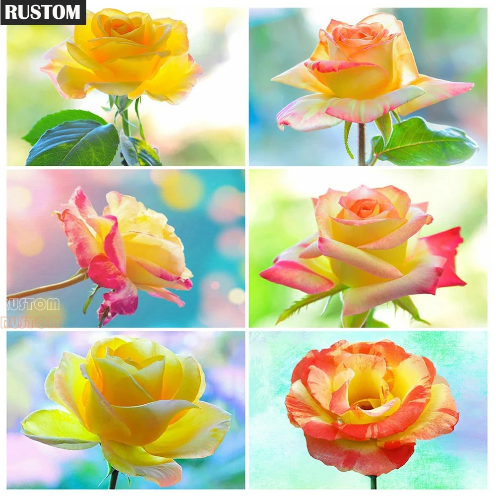 

5D DIY Diamond Painting Rose Flower Mosaic Full Drill Square/Round Diamond Embroidery Cross Stitch Kits Needlework Home Decor R
