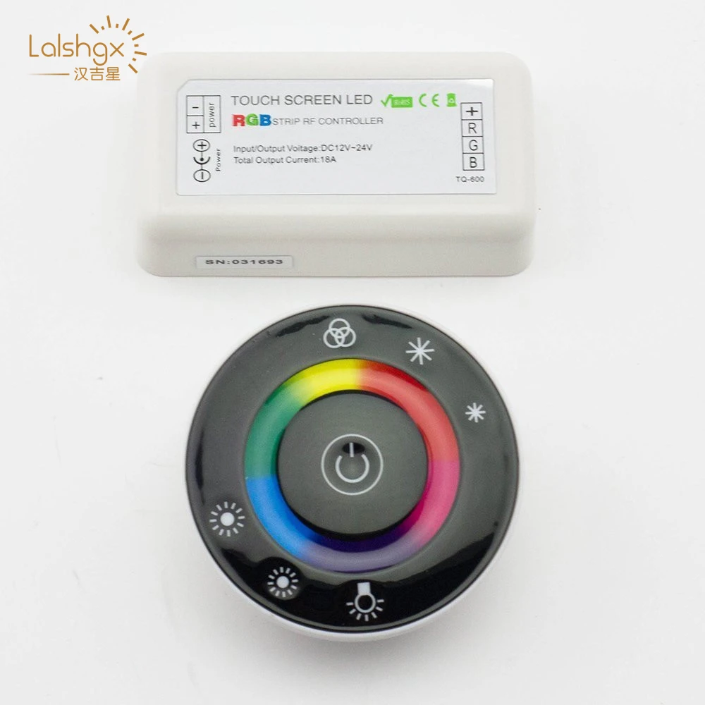 DC12V-24V светодиодный сенсорный круглый Экран RGB контроллер 18A 7 ключей RF пульт дистанционного управления 3CH светодиодный контроллер для 5050 3528 2835 RGB светодиодный светодиодные полосы света