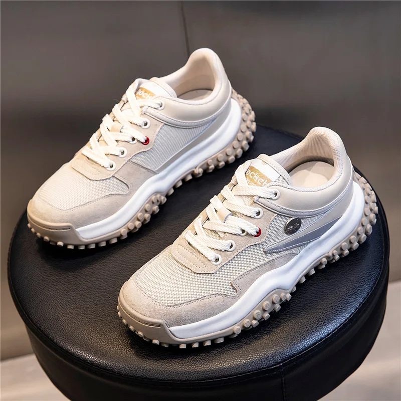 

Leather daddy shoes women's spring 2021 thick soled leisure running breathable sports Forrest Gump single shoes women