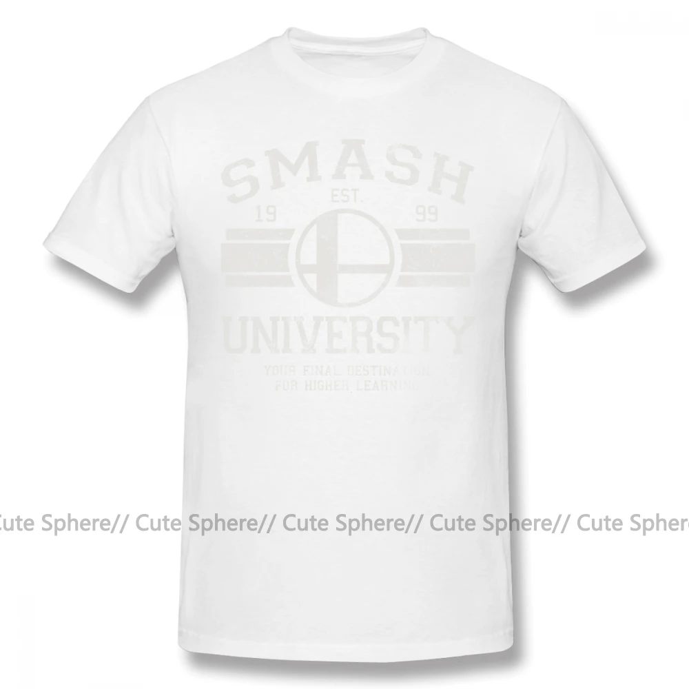 Супер Smash Bros футболка Smash Университет V2 Футболка мужская потрясающая футболка 100 хлопок пляжная негабаритная графическая футболка - Цвет: White