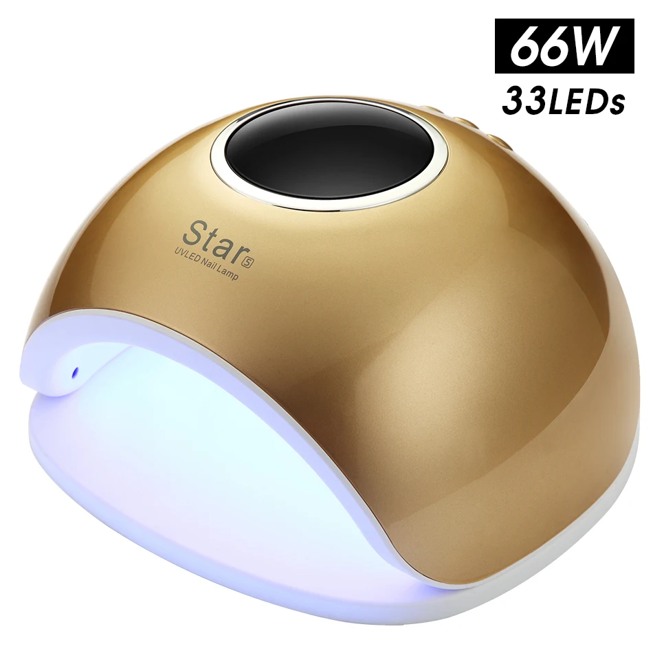 Star 5 Gold 66W ROHWXY УФ-лампа для ногтей для маникюра светодиодный Сушилка для ногтей сушки лампа для сушки гель-лака ЖК-дисплей автоматический датчик 30 s/60 s/90 s дизайн ногтей инструмент - Цвет: Star 5 Gold 66W