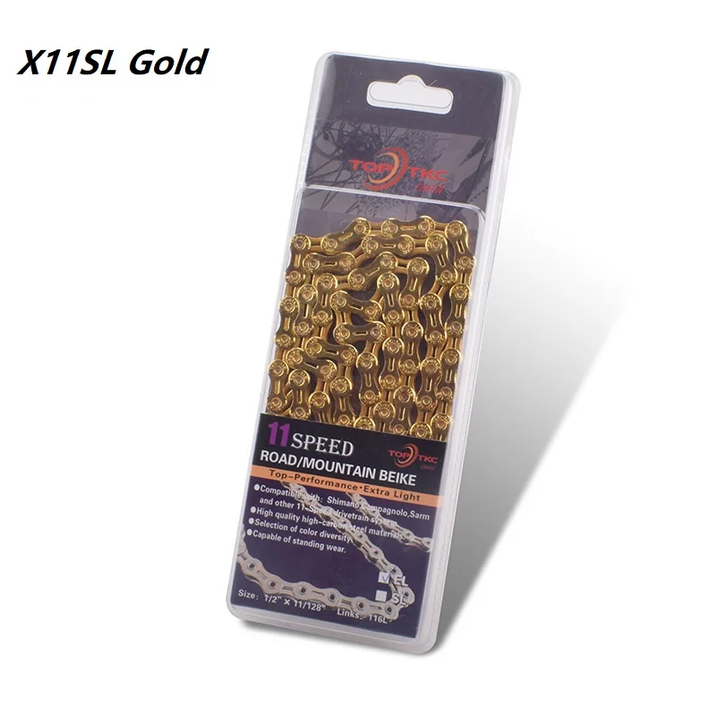 X11SL Gold 9S 10S 11 MTB дорожный велосипед переключения цепи; большие размеры 9, 10, 11, Скорость 116L Радуга золотая цепочка совместимый для Shimano и SRAM Кампаньолы - Цвет: X11SL Gold