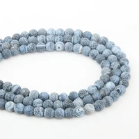 round blue weathered agates natural stone beads charm elegant making for jewelry diy bracelet necklace accessories size 6 8 10mm